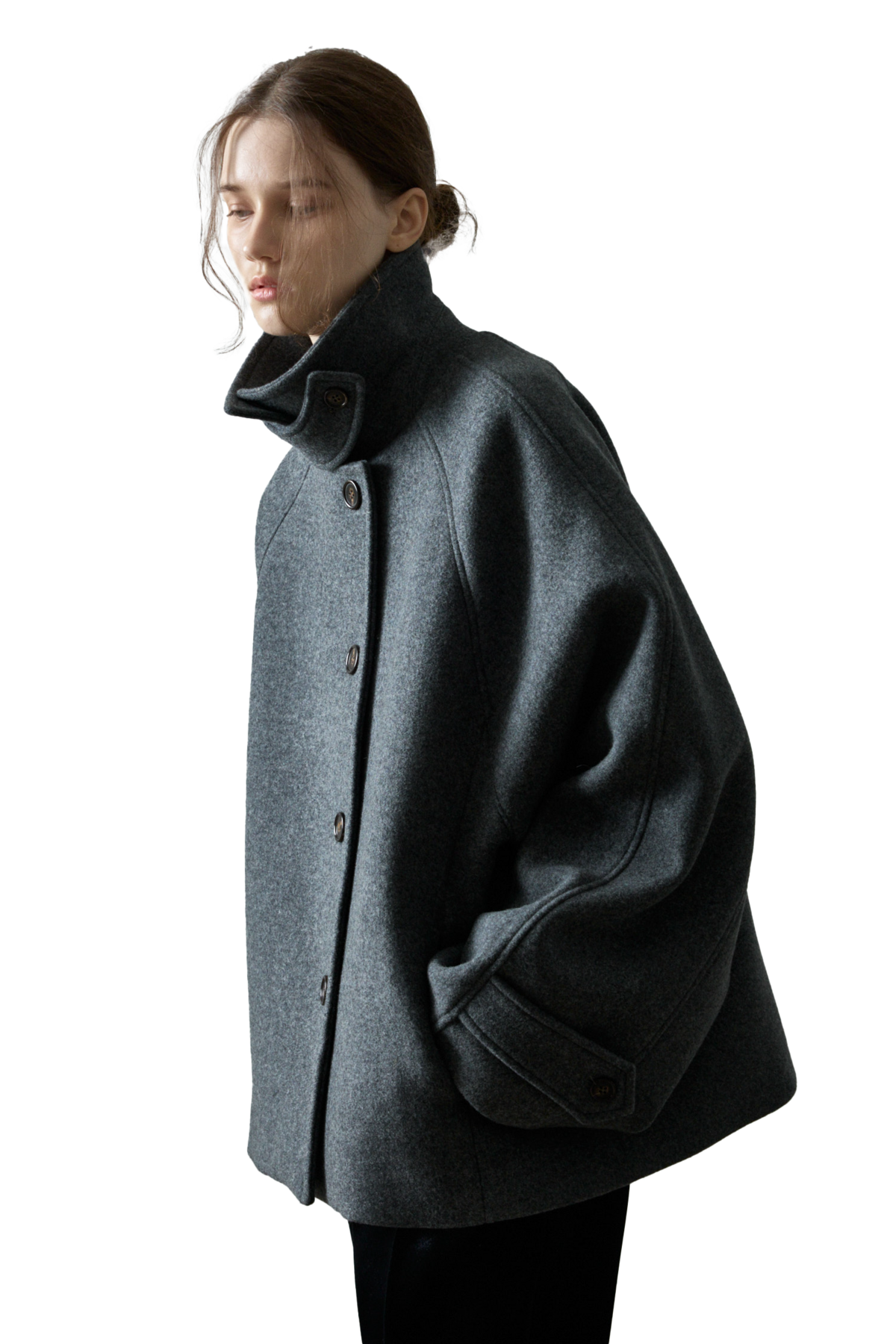 오버핏 캐시미어 하프 코트