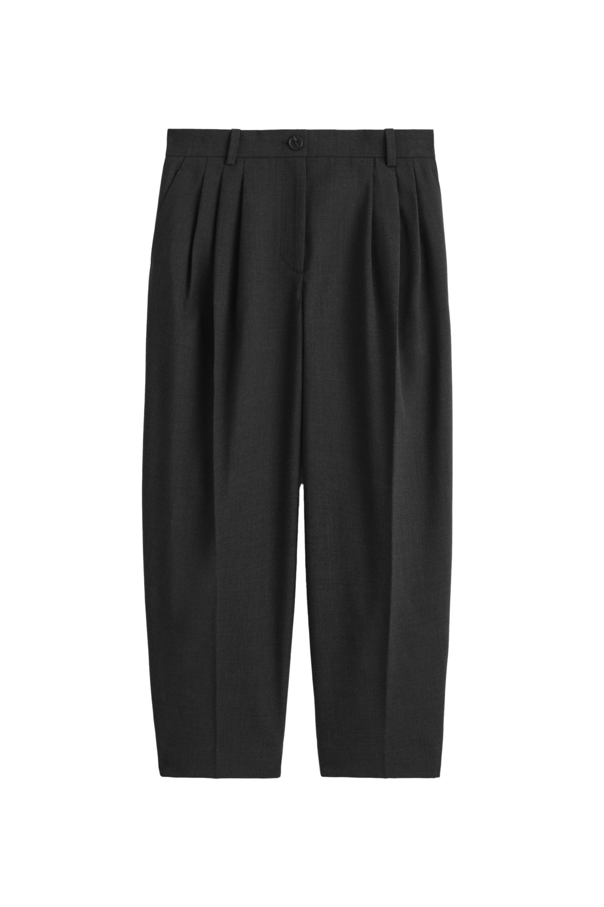 플리티드 배럴 레그 울 트라우저